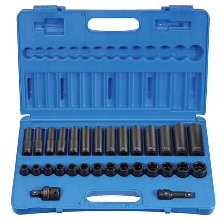 Grey Pneumatic SKT SET 1/2"DR 30PC METRIC STD/DP IM GP1430MRD